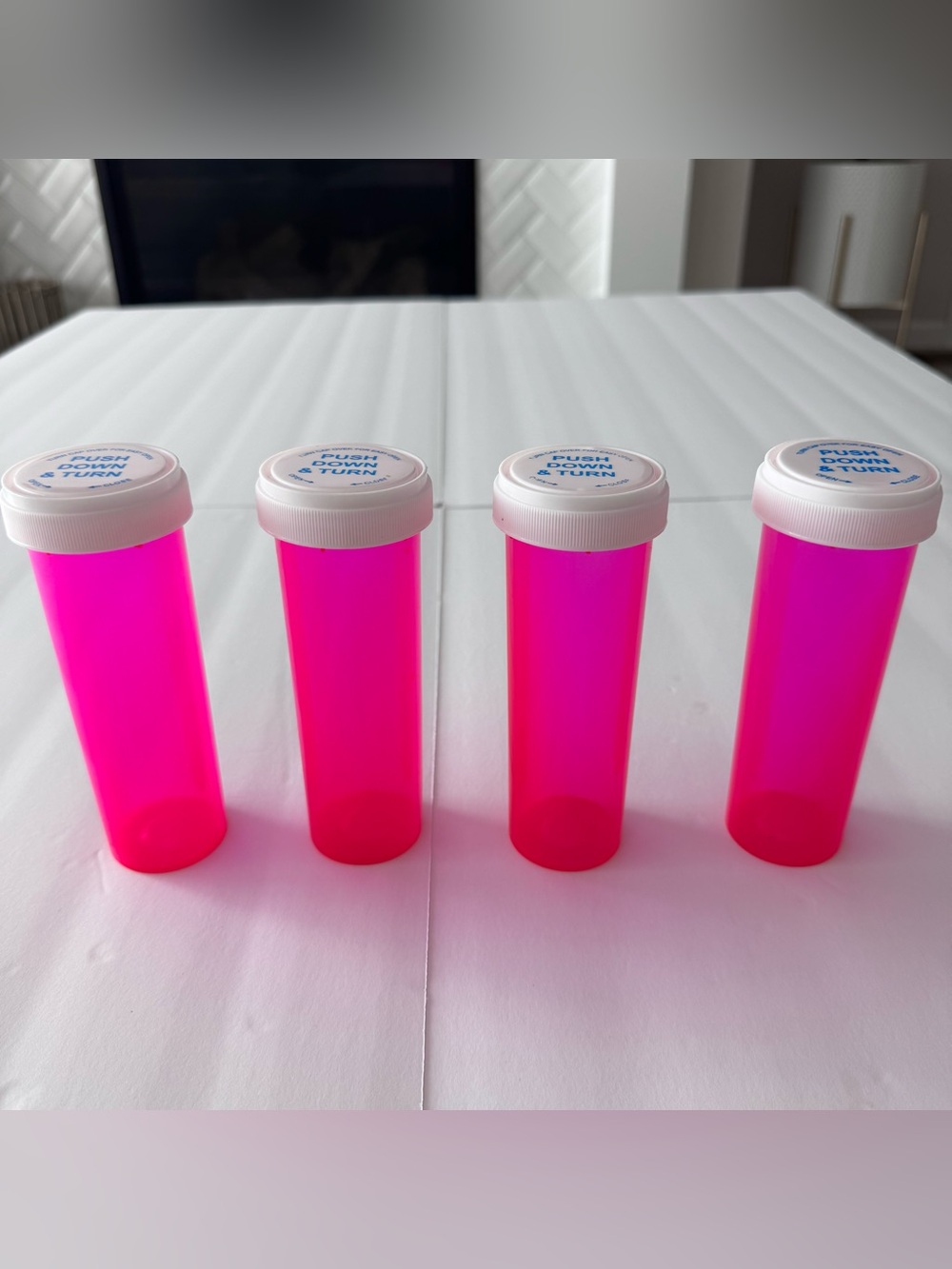 4 EXTRA-LARGE HOT PINK RX-STYLE PARTY FAVOR BOTTLES